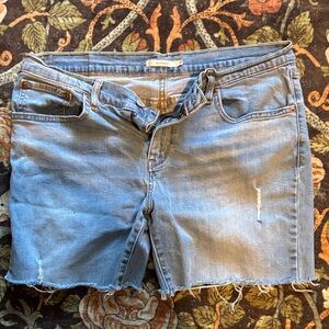Levi’s Light Blue Frayed Hem Jean Shorts